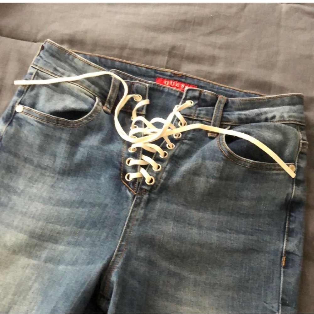Lace-Up Blue Jeans